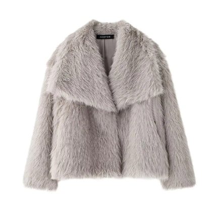 KAOPU ZA fur large lapel imitation fur coat short fashion imitation fox fur coat fluffy plush women's clothing