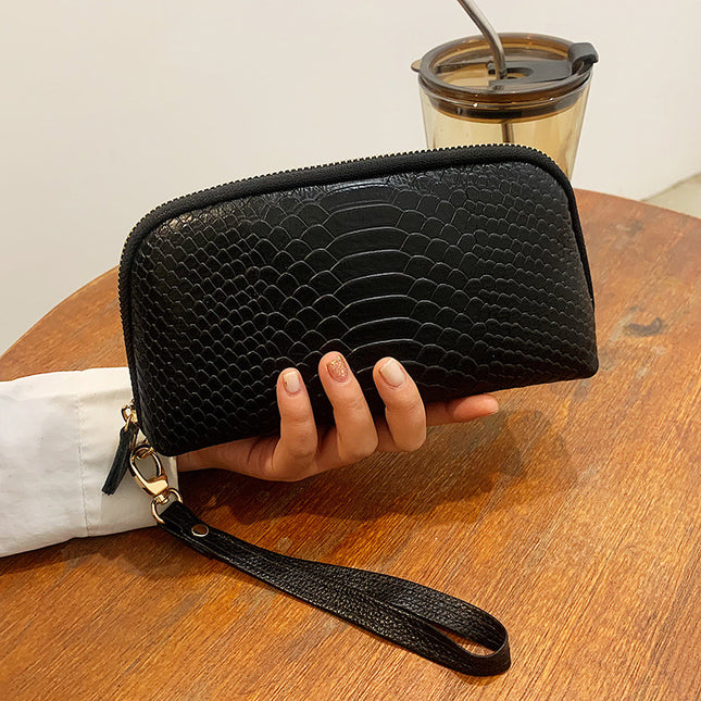 Soft Leather Small Bag for Women, Crocodile Pattern Leather Clutch Bag, 2025 New Trendy Summer Fashion Mini Mobile Phone Coin Purse