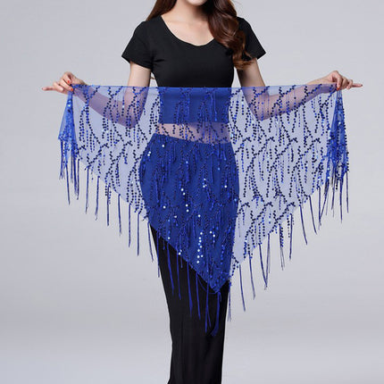 in stock Dance Suit Sequins Tassel Triangle Towel Table Performance Hip Towel Practice Waist Chain Waist Towel Belly Dance Waist Chain Europe and America