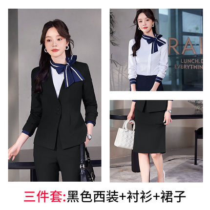 Stewardess Uniform Professional suit Female Spring and Autumn Fashion Front Desk Beautician Work Clothes Female Professional Temperament Suit Dress
