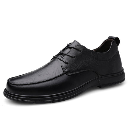 2025 Autumn New Men's Leather Shoes Comfortable and Breathable Winter Fleece-Lined First Layer Cowhide Warm Leather Shoes Dad Shoes