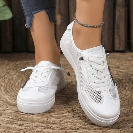 Foreign Trade White Shoes for Women 2025 Spring and Summer New Casual Flats Mesh Panel Shoes Women's Sports Shoes Lazy Shoes