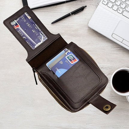 Foreign trade men's wallet short card bag one retro horizontal zipper men's wallet factory wholesale wallet