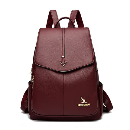 Spring 2025 New Soft Leather Women's Fashionable Backpack high quality Textile All-match Travel Large Capacity Anti-theft Bag