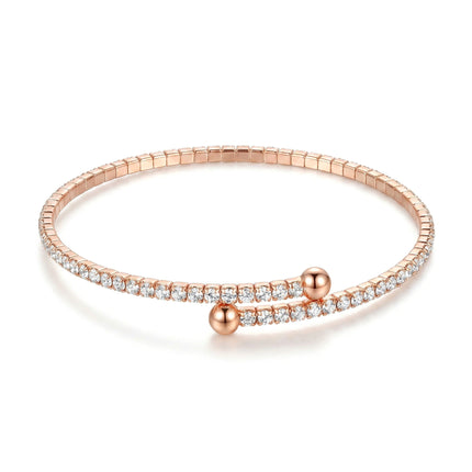 Cross-Border Dropshipping European and American Ins Internet Celebrity Stacked Bracelets, Versatile Rhinestone Bracelets for Daily Use, Fine Ring-Shaped Open Bracelets