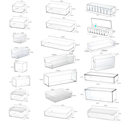 Desktop Storage Box Drawer Built-in Partition Transparent Acrylic Narrow Long Rectangular Cosmetic Workstation Kitchen