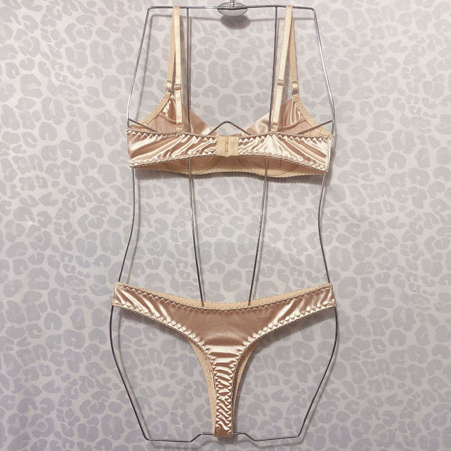 European and American cross-border new French satin exquisite bra suit luxury underwear with steel ring suit two-piece set