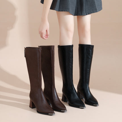 Over-The-Knee Boots for Women 2025 New European and American Fashion Elegant Fashion Boots Thick Heel High Heel Straight Knight Boots Trendy