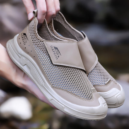 Mesh Shoes Men's 2025 New Summer Breathable Hollow Leather Shoes Soft Sole Slip-on Non-slip Baotou Outdoor Casual Shoes