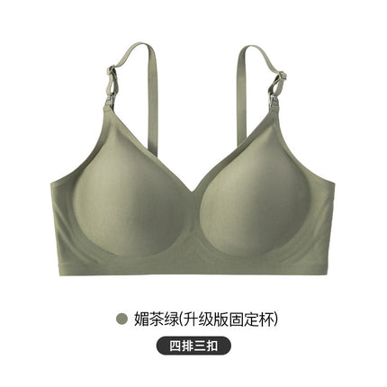 Rovo Maternity Nursing Bra Summer Thin Push-Up Anti-Sagging Seamless Large Bust Fixed Cup Wholesale Bra