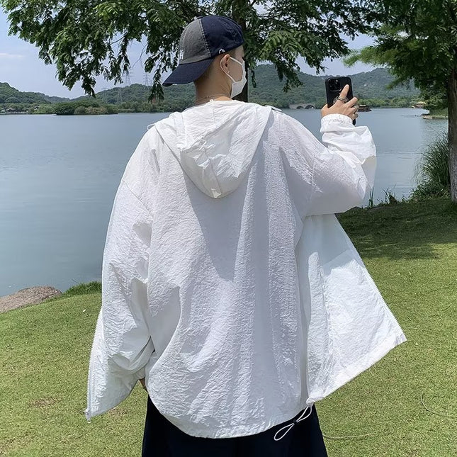 Boys Summer New Sunscreen Clothing Solid Color All-match Breathable Lightweight Loose Casual Fashion Skin Clothing Youth Trend