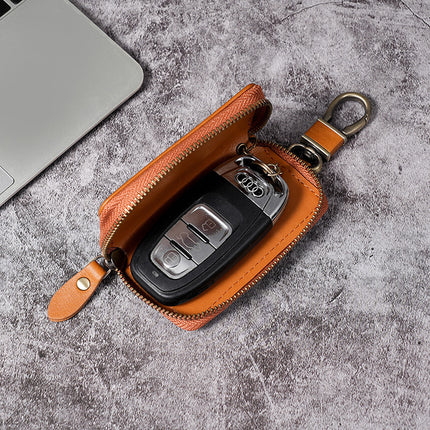 Cross-border Genuine Leather General Motors Key Case AliExpress wish Key Leather Case Double Zipper Men's Retro Waist Hanging