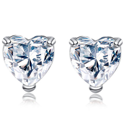 Amazon Cross-border New Love Zircon Earrings Simple Niche Design Sense ins Style Cold Style Earrings Earrings