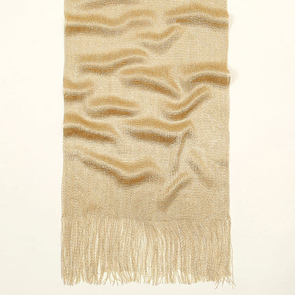 Cross-border new ladies solid color tassel long towel fashion simple gold and silver silk sunshade shawl commuter all-match scarf