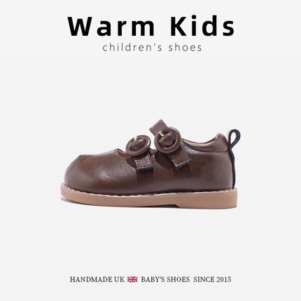 Genuine Leather Girls' Small Leather Shoes 2025 Spring and Autumn Round-Toe Princess White Soft-Soled Toddler Shoes for Girls and Children