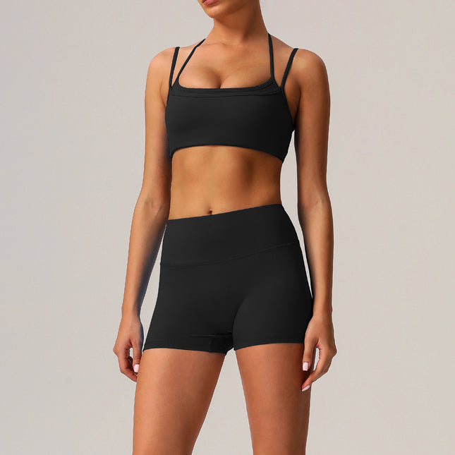 Cross-border Naked Sense Quick-drying Long-sleeved Yoga suit Women's Outdoor Training Clothes Running Pants Fitness Wear-resistant suit