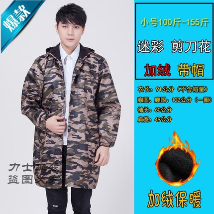 New Style Fleece-lined Overalls Thickened Long-sleeved Work Clothes Carrying Jacket Men's Work Wear Camouflage Labor Protection Clothing Blue