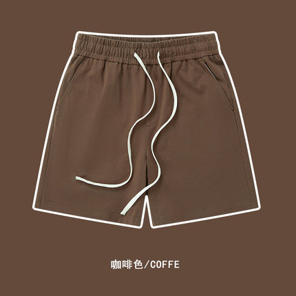 450g heavy cotton jersey elastic casual shorts solid color basic pants loose men's sports pants