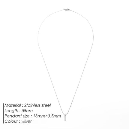 Non-Fading Square Pendant Necklace Titanium Steel Snake Bone Chain European and American Style Simple Versatile Commuter Couple Clavicle Chain