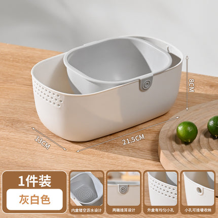 Multi-functional double-layer thickened fruit drain basket food grade melon seeds snack storage box living room kitchen fruit basket fruit plate
