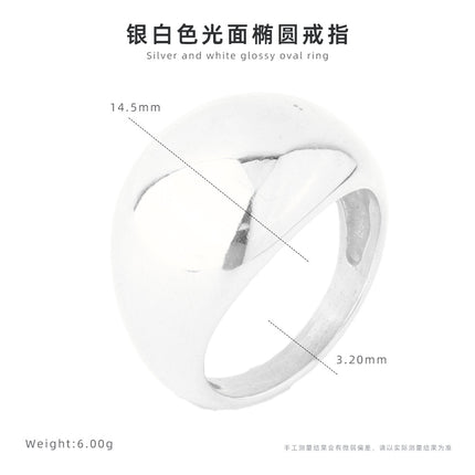 Simple smooth oval ring ins niche titanium steel index finger can't quit colored female ring small wholesale