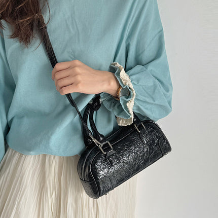 Retro Niche Texture Boston Handbag Women's Bag Korean Style Simple Pillow Bag Versatile Commuter Shoulder Crossbody Bag