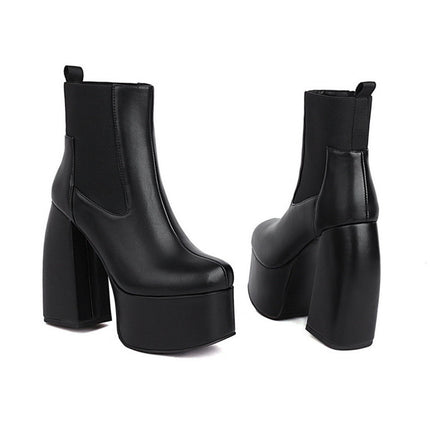 2022 new foreign trade plus size square toe long boots Women's thick heel thick bottom European and American over-the-knee thin boots high Knight boots