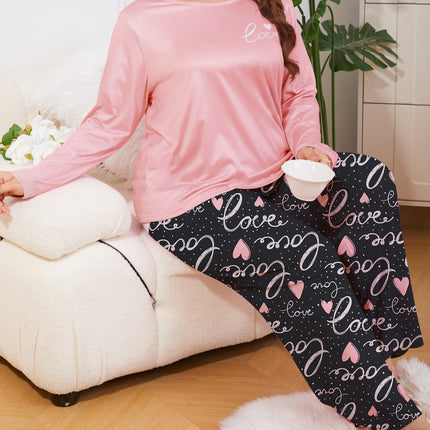 Cross-border foreign trade for pajamas women spring and autumn pink long sleeve trousers thin plus size home clothing suit wholesale
