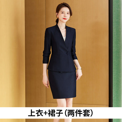Fashionable professional women's dress elegant goddess style suit spring and autumn suit beauty salon front desk work uniform high-end