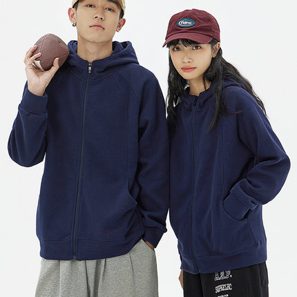 350g Heavyweight Trendy Fashion Patchwork Hooded Raglan Zipper Sweatshirt Jacket Spring and Autumn Long-Sleeve Couple Style