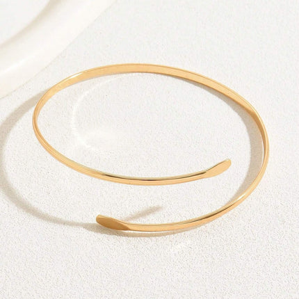 European and American Cross-Border Supply, Flattened Single-Layer Bracelet with Gold Opening, Adjustable Bracelet, Elegant Jewelry