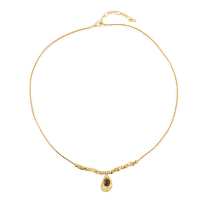 Lishan Versatile Bowknot Accessories Titanium Steel Metal Chain Series Layered Natural Stone Necklace Clavicle Chain for Women