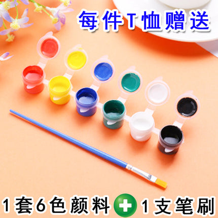 Pure White T-Shirt Hand-painted Graffiti Short-sleeved Advertising Shirt Campaign Handmade T-shirt Class Clothes Tie-dyed Printing Men's and Women's Children's Clothing
