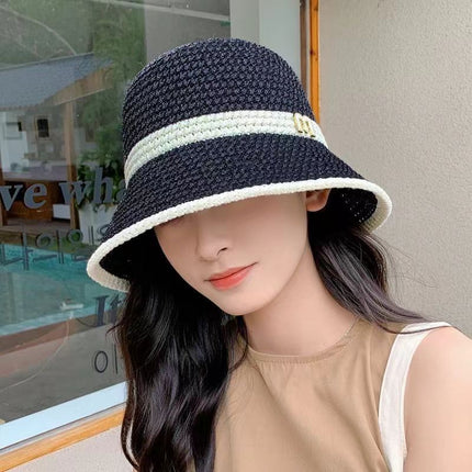 Japanese sweet new sunscreen sun hat women's summer hollow breathable sun hat small brim face small straw hat wholesale