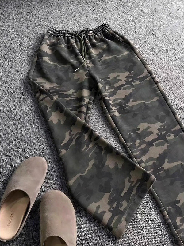 American Retro Camouflage Sports Sweatpants Men's Autumn Trendy Heavy Straight Sports Pants Cleanfit Casual Pants