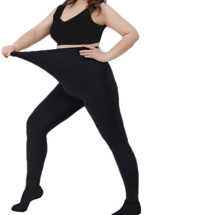Cross-Border Extra Large Size Plus Fat Leggings 200g Fleece-Lined Polyester One-Piece Thickeneded Autumn and Winter Outer Pantyhose