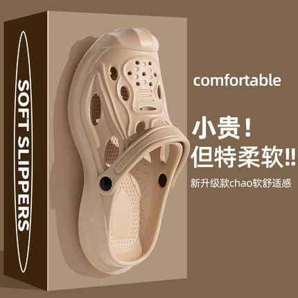 Croc Shoes Men's Outdoor Wading Shoes New Anti-Slip Slippers Outer Wear Deodorant Eva Seaside Toe-Cap Garden Shoes for Men