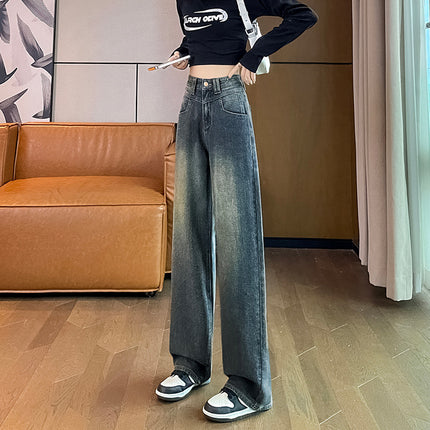 American Starry Sky Pattern Wide-Leg Jeans for Women 2025 Autumn New Straight-Leg Slimming Versatile Design Floor-Length Pants