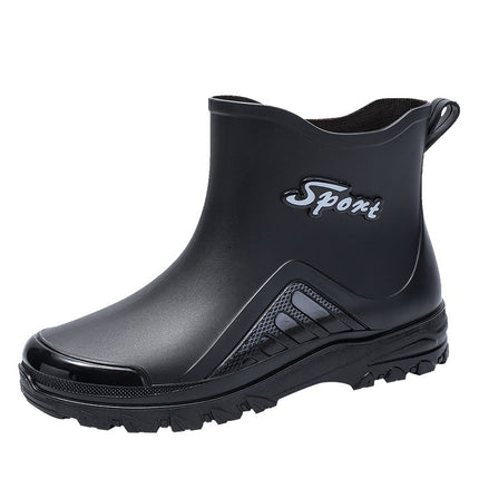 2025 Korean Style Fashionable Short-Tube Water Shoes for Men, Lightweight and Wear-Resistant Rubber Shoes, Kitchen Non-Slip Low-Top Waterproof Rain Boots for Men