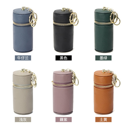 New Genuine Leather Key Bag Coin Earphone Line Storage Port Red Bag Mini Small Pendant Keychain Head Layer Cowhide