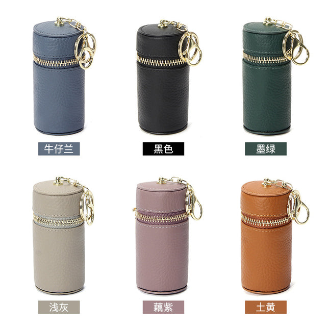 New Genuine Leather Key Bag Coin Earphone Line Storage Port Red Bag Mini Small Pendant Keychain Head Layer Cowhide