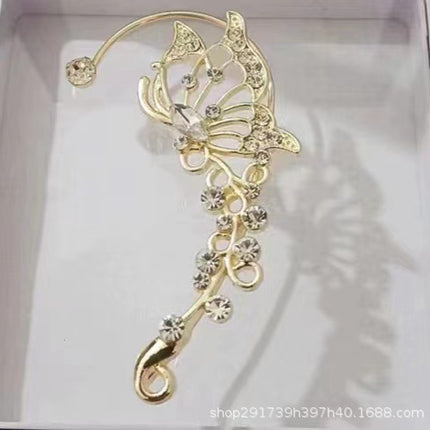 Super fairy Crystal tassel earrings long non-pierced high-grade earrings 2024 new popular niche earrings earrings earrings