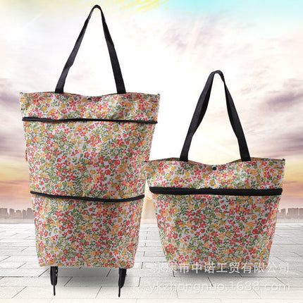 Factory Direct Supply Printed Oxford Cloth Foldable Shopping Bag Household Handbag with Tug