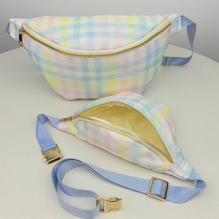 Cross-border Hot New Rainbow Plaid Waist Bag Nylon Waterproof Women Crossbody Bag Travel Outdoor Sports Chest Bag
