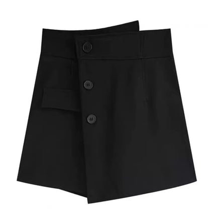 Irregular design suit culottes European and American high waist shorts women's A- line hip slimming temperament row button front skirt back pants