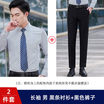 Striped Shirt Short-sleeved Slim-fit Professional Workwear for Men and Women Sales Work Clothes Business Shirt suit Custom Embroidered LOGO