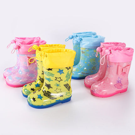 Children's Rain Boots Baby Rain Boots Primary School Boys and Girls Waterproof and Warm Outdoor Non-Slip Wear-Resistant Water Shoes Cross-Border Export