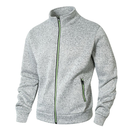 Plus-Size Men's Autumn and Winter Stand-Collar Cardigan Sweatshirt, Cationic Fleece-Lined Knit Jacket, Extra-Large Men's Clothing, In-Stock Fast Delivery