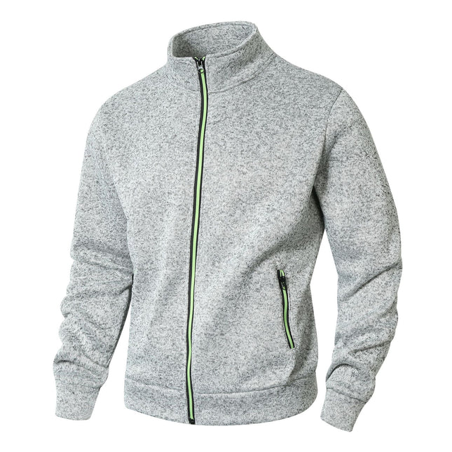 Plus-Size Men's Autumn and Winter Stand-Collar Cardigan Sweatshirt, Cationic Fleece-Lined Knit Jacket, Extra-Large Men's Clothing, In-Stock Fast Delivery