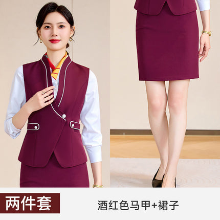 Stewardess Uniform Female Professional suit Railway Flight Attendant Student Tooling Sales Hotel Front Desk Beautician Work Clothes